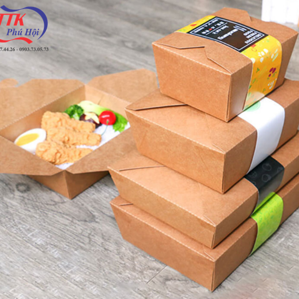 Hộp giấy kraft 700ml - nắp gài chéo